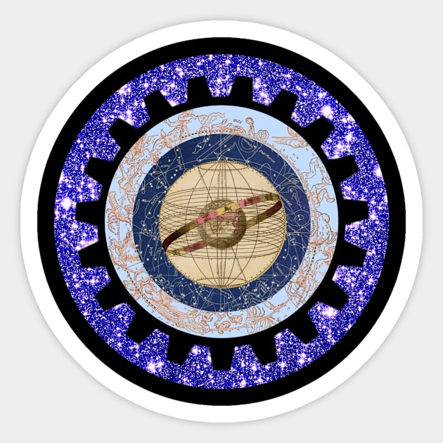 Steampunk Starry Celestial Sphere Sticker by Celtic Morrigan